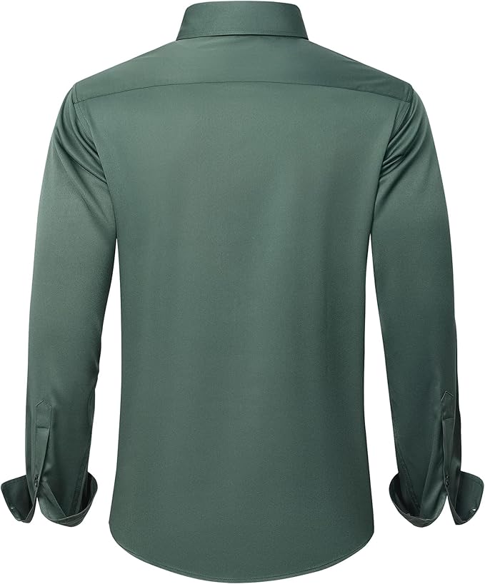 J.VER Men's Dress Shirts Solid Long Sleeve Stretch Wrinkle-Free Formal Shirt Business Casual Button Down Shirts