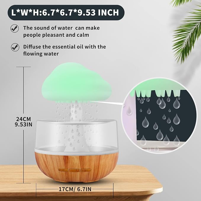 Aromatherapy Diffuser for Home and Office, Weljoy Rain Cloud Humidifier, Essential Oil Diffuser,Multiple Room Use, Mushroom Design | Aromatherapy Essential Oil, Micro Humidifier, Desk Fountain, Water Drop Sound