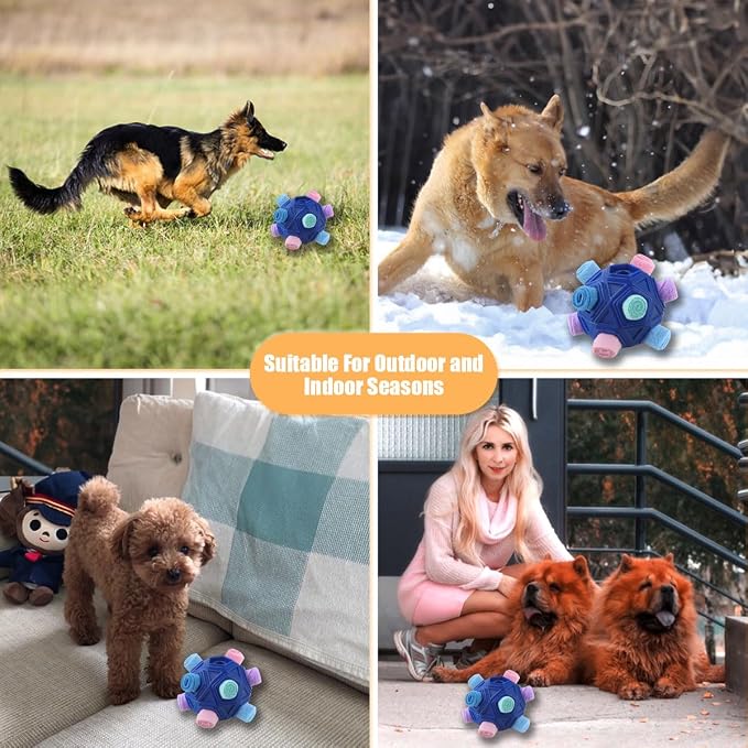 Dog Snuffle Ball-Interactive Puzzle Dog Toys Encourage Natural Foraging Skills Slow Feeder for Training and Stress Relief, Cloth Strip Hiding Food Dog Toys