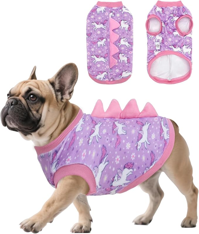 CuteBone Dinosaur Costume Dog Shirt, Stretchy Velvet T-Shirt Clothes for Small Dogs, Soft & Breathable Pet Tee Outfit Cat Apparel for Daily Wear, Cozy Pullover Design Puppy Fashion COSBX07M