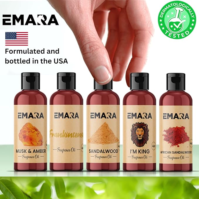 EMARA All Natural Earthy I'm King Essential Oil for Diffusers, Skin Care, Aromatherapy Fragrance Oil, Organic Therapeutic Grade 4 fl oz