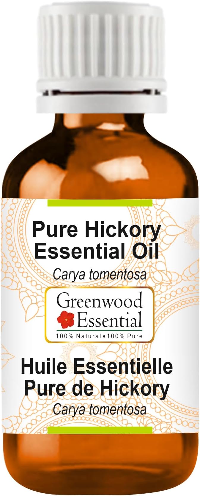 Greenwood Essential Hickory Essential Oil (Carya tomentosa) Pure | Non-Sticky | Non-Greasy | Lightweight | Men & Women | All Skin Types | Steam Distilled 10ml (0.33 oz)