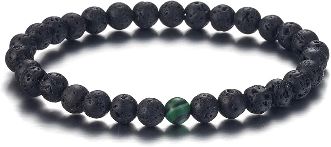Softones 6MM Lava Rock Aromatherapy Anxiety Essential Oil Diffuser Beads Bracelet for Women Men,Friendship Couples Gifts Natural Stone Bracelets