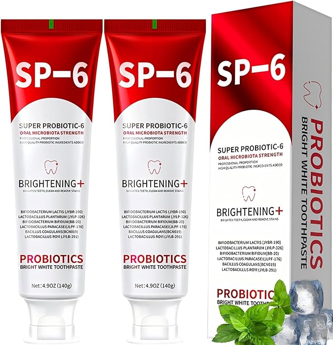 Qushen SP-6 Probiotic Toothpaste,SP6 Toothpaste for Whitening Teeth & Fresh Breath, 6 Probiotics Formula, Fluoride-Free, Enamel Safe, Natural Mint Flavor