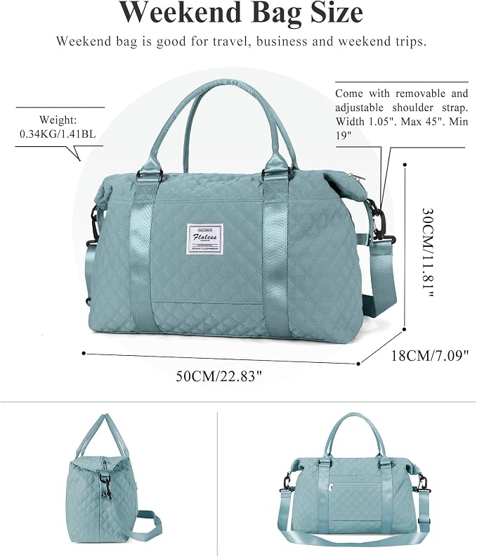 Travel Duffel Bag, Carry On Overnight Weekender Bags for Women | Travel Bag with Wet Pocket & Trolley Sleeve, For Spirit Airlines 18x14x8 Personal Item Bag
