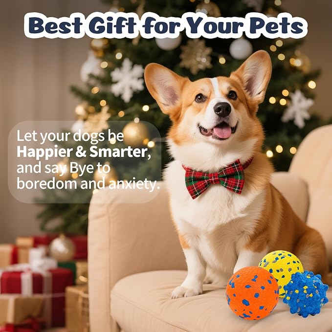 HIPPIH Dog Balls Tennis Balls, Dog Chew Toys for Aggressive Chewers ETPU | 3PCS Interactive Puppy Toys for Teething, 3'' Fetch Ball Water Toy for Small/Medium Breed,High Bouncy & Floating Dog Pool Toy