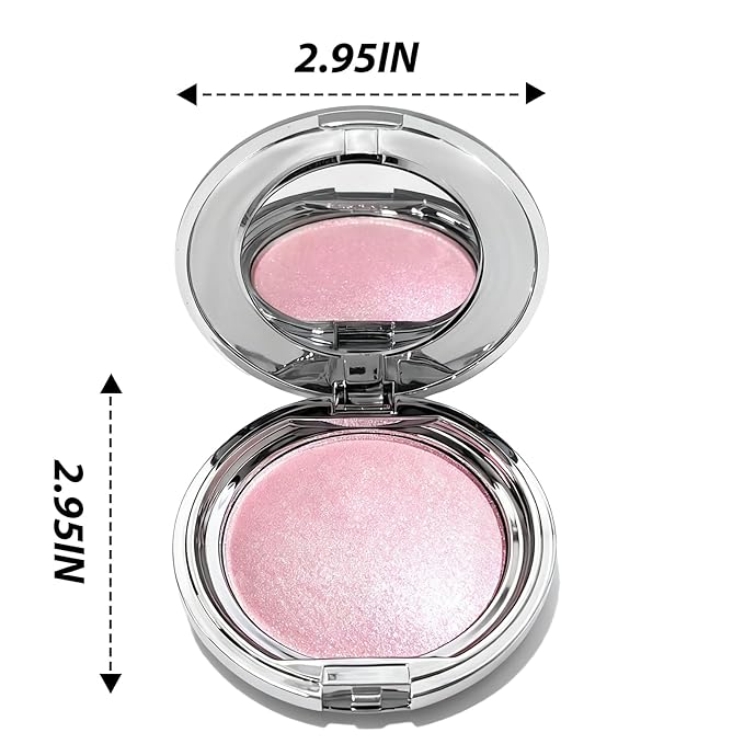 Highlighters Makeup Palettes,Face Glitter Glow Makeup Natural Glow Finish,Face Body Highlighters & Luminizers, Pearl Shimmer Highlighter Makeup Smooth Baked Powder,03-Pink Galaxy