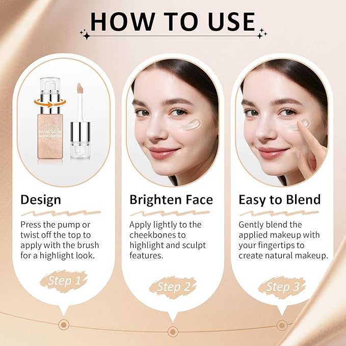 AWCCXMYM Liquid Highlighter & luminizer Longwear Body Shimmer Highlighter Makeup Hydrating Glotion for Radiant Glow Lightweight Dewy Finish Face Makeup #Light Glow