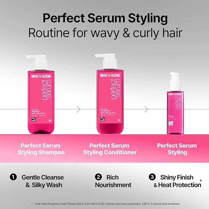 Mise En Scene Perfect Serum Styling Conditioner - Serum Based Conditioner with Peony and Rose Scent, Styling Memory & Heat Protection