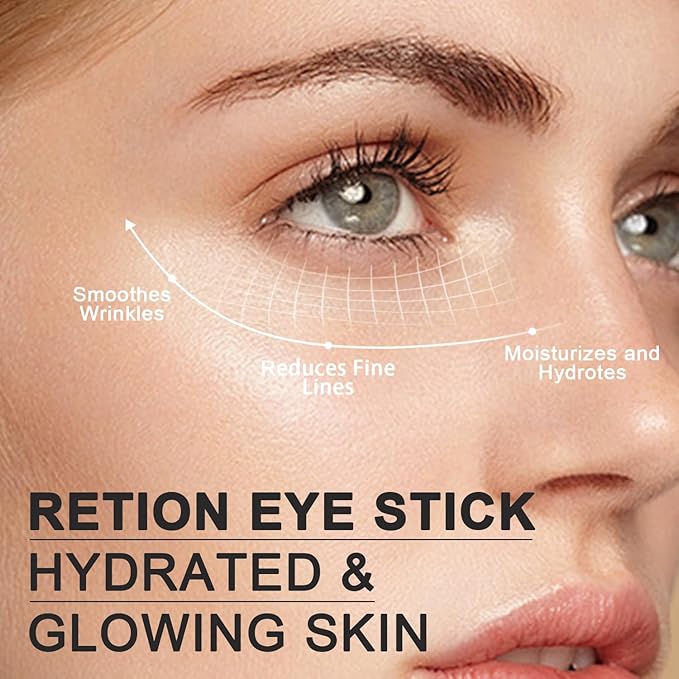 Retinol Eye Stick with Hyaluronic Acid & Collagen - Under Eye Cream for Dark Circles, Puffiness and Wrinkles, Anti-Aging Formula to Reduces Fine Lines, Portable & Gentle Formula, 0.35oz