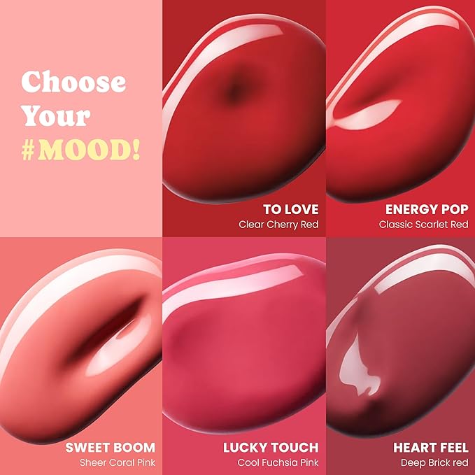 Peach C Jelly Beam Tint - Long Lasting Korean Lip Tint Stain Plumping Jelly Lip Gloss - Lightweight, Moisturizing & Buildable Lip Makeup Jelly Tint Blush with Vitamin E (Lucky Touch, 0.07 oz)