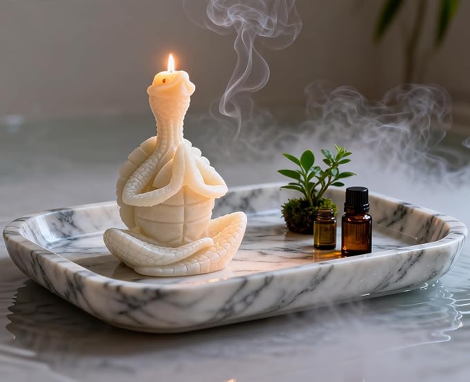 Turtle Yoga Pose Shaped Scented Candle,50G Aroma Soy Wax Decorative Art Candle for Table Photo Prop Birthday,Prefect Gift for Meditation Stress Relief Mood Boosting (White)