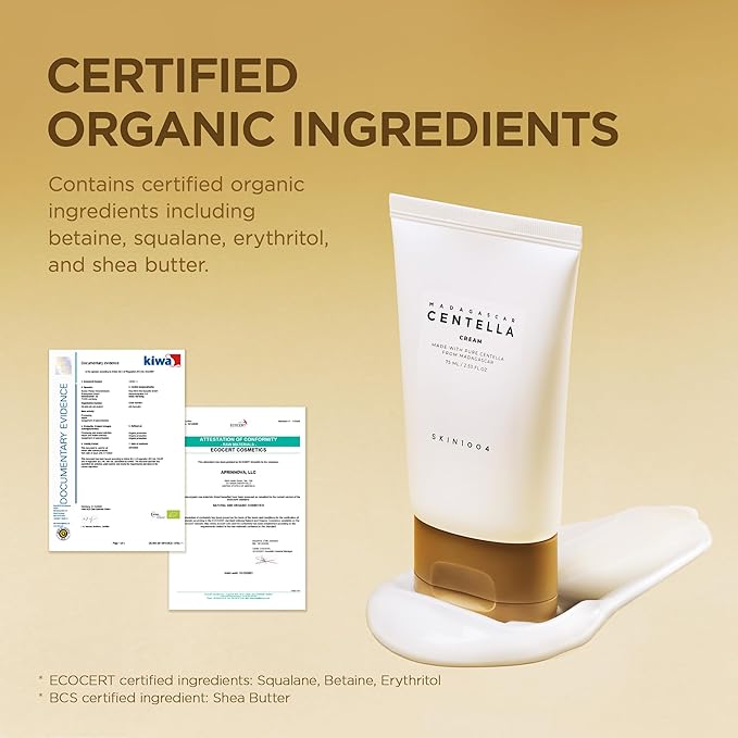 SKIN1004 Madagascar Centella Cream, 2.54 fl.oz, 75ml, Korean Face Moisturiser with Centella Asiatica, Face Cream with Panthenol & Shea Butter, Face Moisturizer for soothing, Daily Korean Skincare