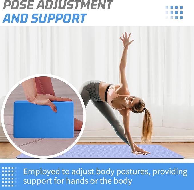 Yoga Blocks 2 Pack 3x6x9IN Foam Block Supportive Latex-Free with Beveled Edges, Non-Slip Exercise Blocks for Pilates, Meditation, Balance, Stretching and Deep Poses