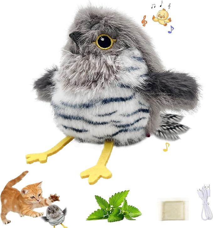 Interactive Cat Toys for Indoor Cats, Flying Bird Toy with Flapping Wings