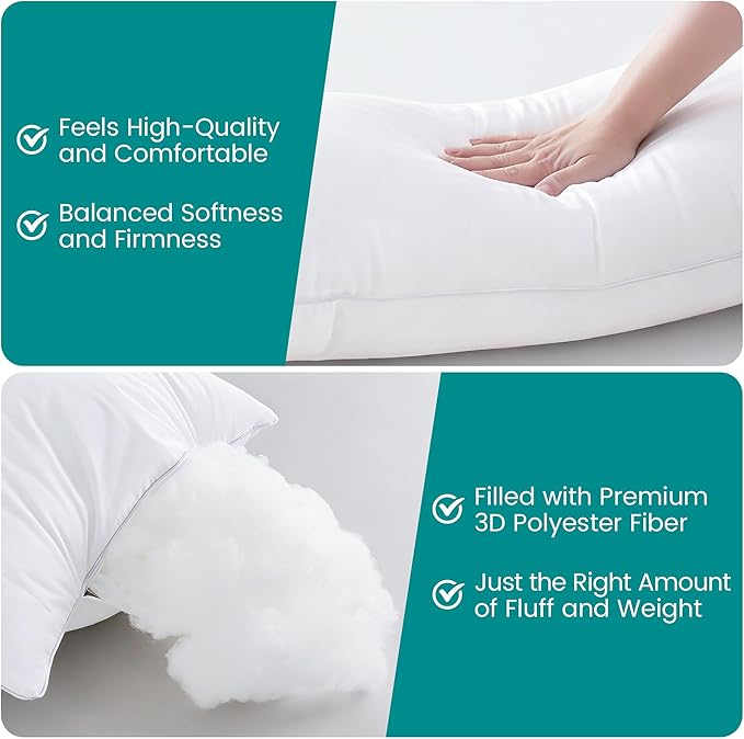 Oubonun 26"x26" Throw Pillow Insert – 100% Cotton Cover, Plush and Supportive Decorative Pillow Insert, Cushion Inner for Couch, Sofa, Bed, Chair- Pack of 1