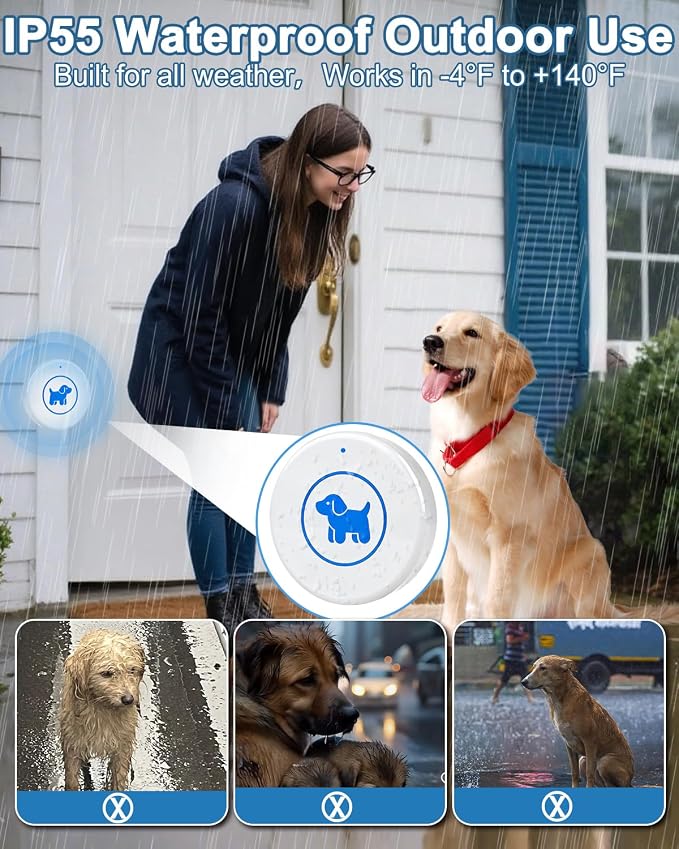 Dog Door Bell 2026 Enhanced Touch, Wireless Doggie Doorbell for Potty Training to Go Outside, IP65 Waterproof, 1000ft Range, 55 Melodies, 5 Modes & Adjustable Volume (2 Button-White)