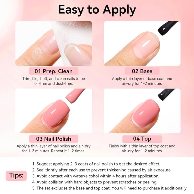 Nude Nail Polish Kit - 6 Colors Beige Nude Pink Neutral Rose Light Beige Quick Air Dry Nail Polish Non Gel, Salon-Quality, Vegan Cruelty-free Neutral Skin Tones Nail Art DIY Gift for Women