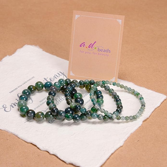 AD Beads Handmade Gemstone Stretch Elastic Bracelet Crystal Healing Reiki Nature's Beauty and Spiritual Essence Unisex