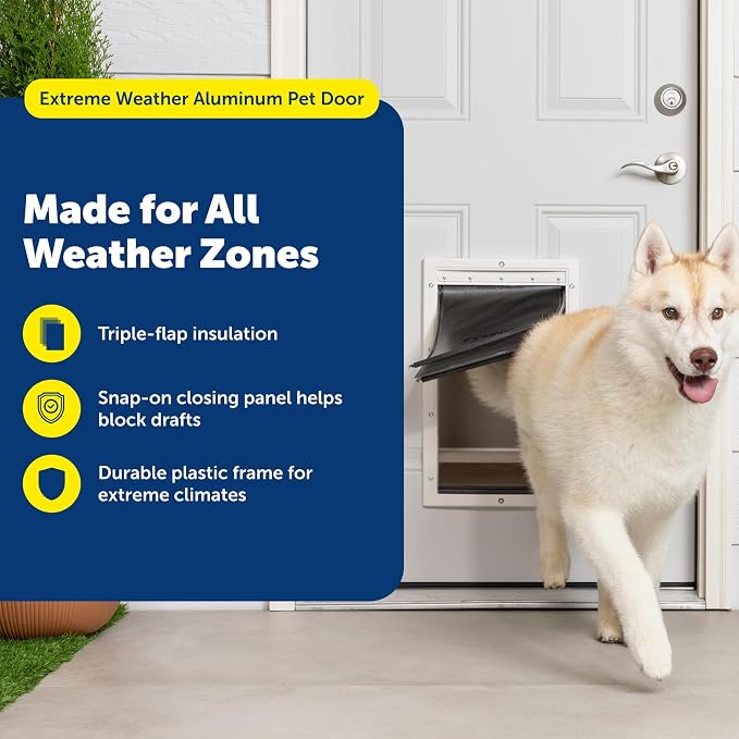 PetSafe Extreme Weather Plastic Pet Door, Insulated 3-Flap, Large