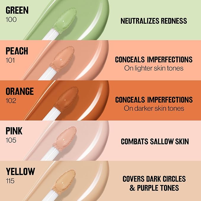 Revlon Glimmer Correcting Concealer, Liquid Under Eye Makeup, Made with Caffeine, Vitamin C, & Stevioside, 115 Yellow, 0.3 fl oz