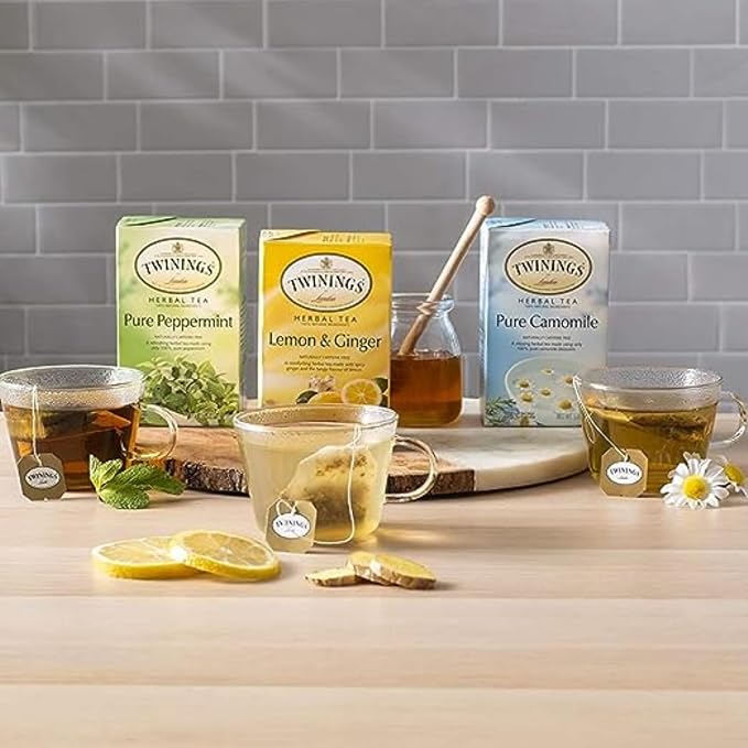 Twinings Herbal & Decaf Tea Variety Pack - Decaf Tea Sampler - Individually Wrapped Herbal Tea Bags, Green Decaf, Lady Grey Decaf, Earl Grey Decaf, Pure Peppermint, Camomile, Rooibos Red, Honeybush Mandarin Orange, Plus 13 More Flavors (Decaf, 1 Count ...