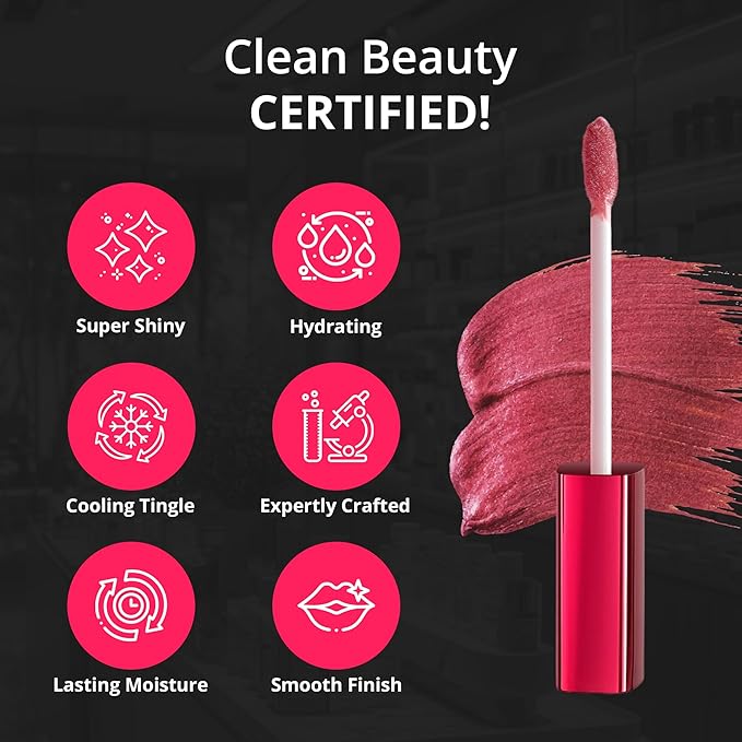 Pink Lip Gloss for Women – Infused with Vitamin E – Non-Sticky, Long Lasting, High Shine, Clean Formula – Pink Lipgloss, 1 Pack