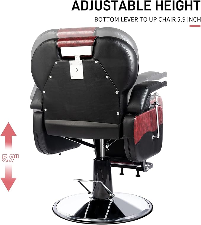 OmySalon Classic Barber Chair Reclining Hair Salon Stylist Chair All Purpose, Heavy Duty Hydraulic Pump, Adjustable Headrest, Tattoo Barbershop Beauty Spa Equipment