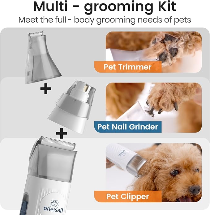 oneisall Dog Grooming Vacuum, Pet Grooming Vacuum with Clipper Nail Grinder, 1.5L Dust Cup Dog deshedding Brush with 7 Tools for Shedding Pet Hair, Home Cleaning(Blue) | 11kPa Strong Suction, 59dB Low Noise,Clipper & Nail Grinder Included, 7-in-1 Groom...