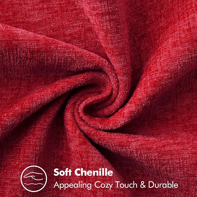 MIULEE Decorative Couch Throw Pillow Covers 16x16 Inch Red 2 Pack | Summer Farmhouse Pillow Covers with Stitched Edge, Soft Chenille Cushion Cases, for Sofa Bed Living Room Home Decor