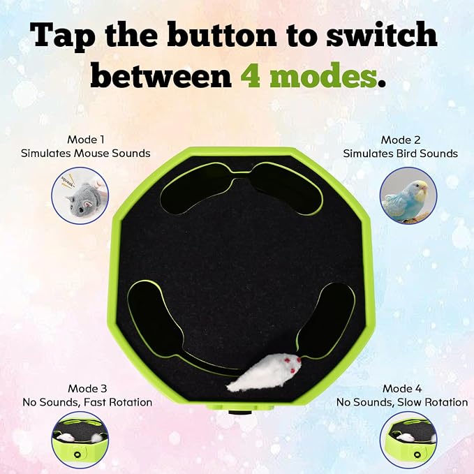 Automatic Cat Toy, Rechargeable Interactive Cat Toy with 4 Modes & Sounds