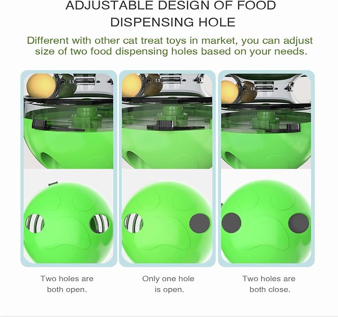 Interactive Cat Toy for Indoor Cats Wobble Treat Dispenser Ball (Green)