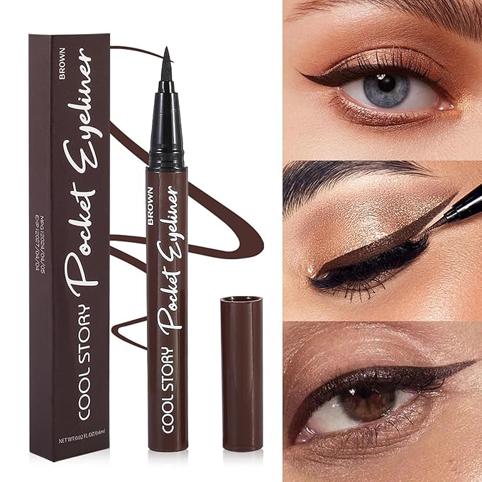 COOL STORY Brown Liquid Eyeliner Pencil – Water Resistant & Smudge-Proof, Long Lasting Eye Makeup
