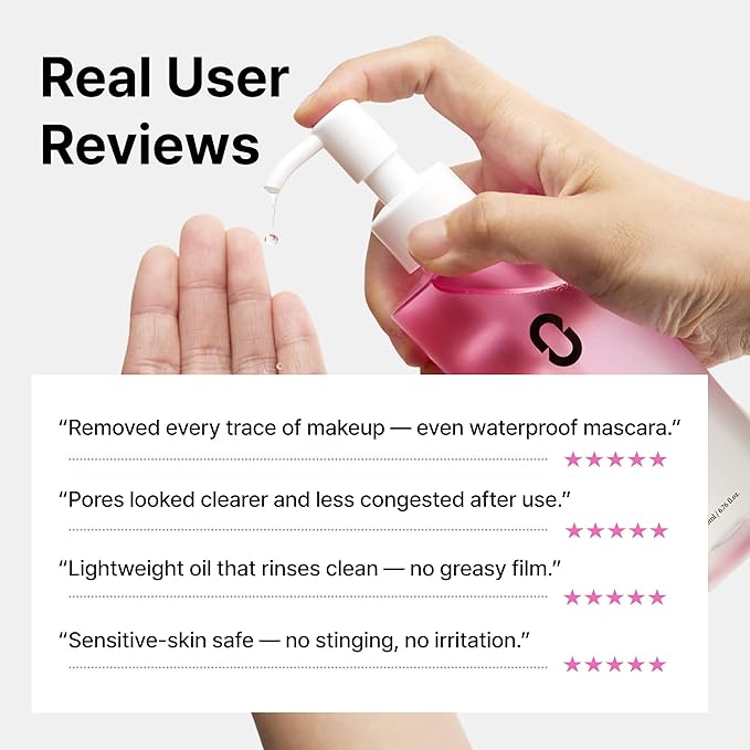 OVERLAPS Pink Desert Ectoin Cleansing Oil | Lightweight Oil Cleanser for Face, Waterproof Makeup Remover, Pore Sweeping Korean Skin Care for Oily & Sensitive Skin, 6.76 fl oz