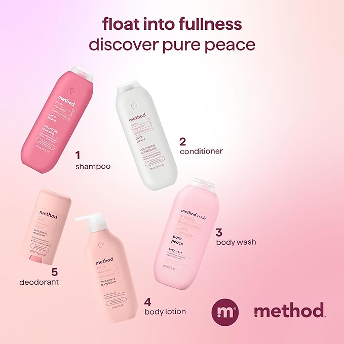 Method Volumizing Conditioner, Pure Peace with Rose, Peony, and Pink Sea Salt Scent Notes, Paraben and Sulfate Free, 13.5 oz (Pack of 1)