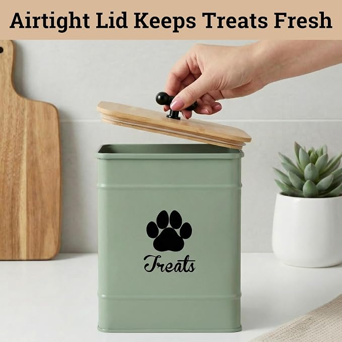 Dog Treat Container Airtight, 6"W x 8"H, Powder Coated, 12 Cup Capacity