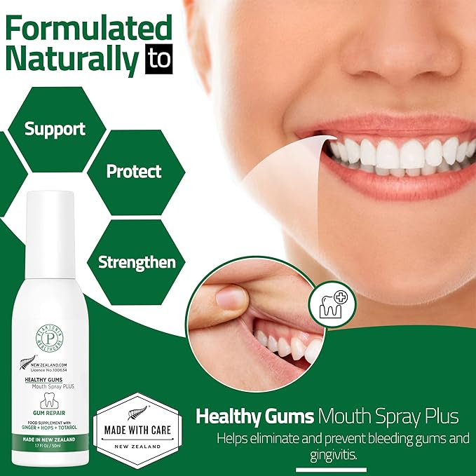 Plantonin Oral Rinse Spray for Gum Disease and Gingivitis Treatment for Adults - 50ml 142 Servings - Alcohol Free Natural Alternate of Toothpaste with Ginger and Totarol - Bleeding Gums Treatment