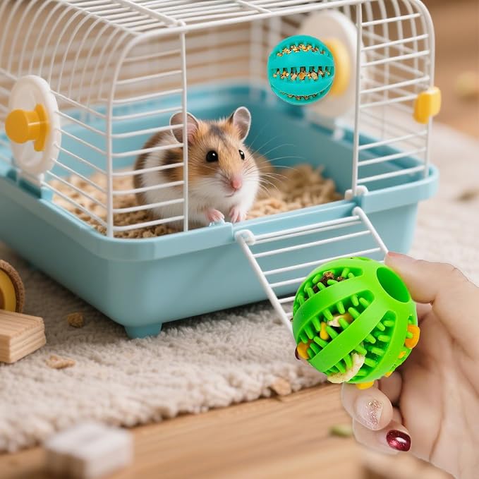 2 PCS Hamster Foraging Balls Small Animal Enrichment Toys Treat Dispenser Intellectual Maze Snack Hidden Slow Feeder Suitable for Hamsters Guinea Pigs Rats Gerbils Mice Chew Toys for Rabbits