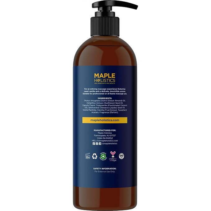 Luxurious Vanilla & Tropical Passions Massage Oil Set - Aromatherapy Full Body Massage Oil for Couples Bundle with Naturally Scented Vegan & Non GMO Ingredients (8 Fl Oz Each)