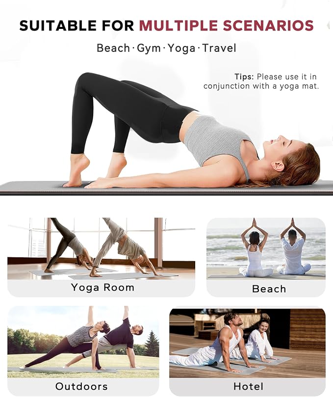 HAPBEAR 2 Pack Hot Yoga Towel with Non-Slip Grip Dots, 72" x 24" - Super Absorbent, Soft Microfiber Yoga Mat Towel for Bikram, Gym, Pilates - Grey