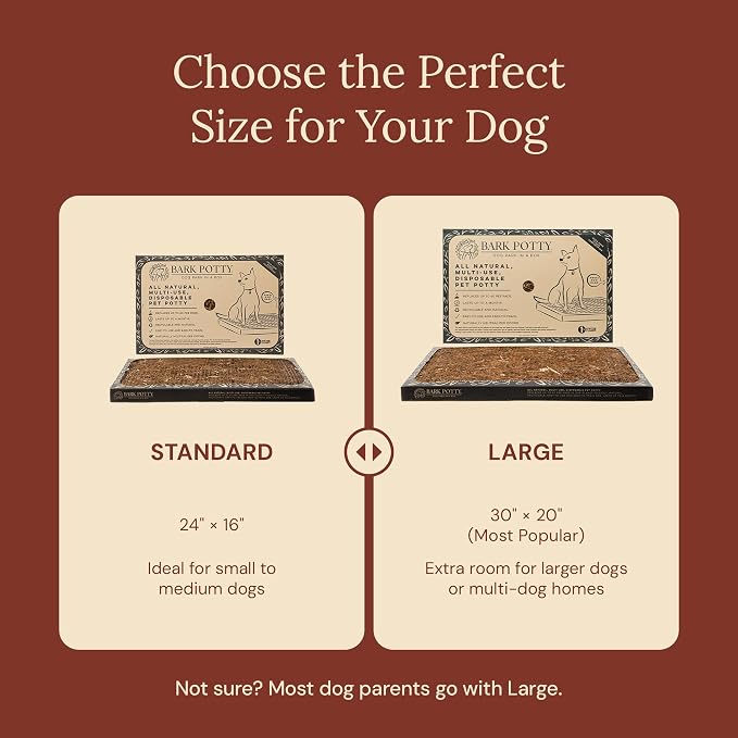 Bark Potty Disposable Dog Litter Box - Natural Bark Dog Potty Tray 30x20 | No-maintenance indoor dog potty for apartments & busy pet parents. Leak-resistant, reduces odors, replaces up to 60 pee pads