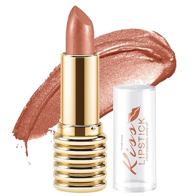 Boobeen Glitter Lipstick for Women Metallic Lip Stick Sparkling Shine Lip Makeup, Bold Smooth Lip Color High Pigment Long Lasting, Creamy Lipstick Full Coverage
