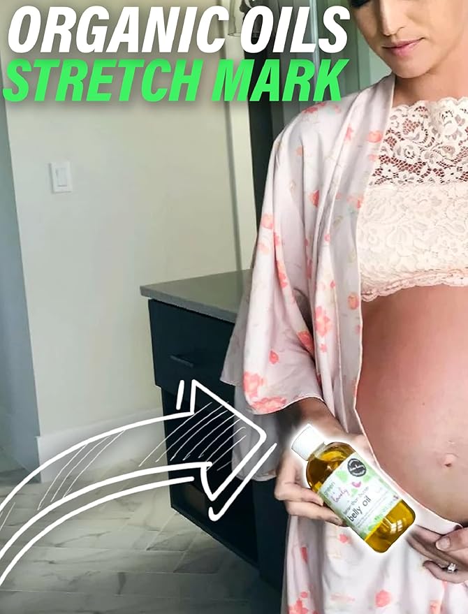 Green + Lovely Better than Butter Belly Oil Pregnancy Stretch Mark Prevention, Stretch Mark Cream, Pregnancy Must Haves, Pregnancy Essential, Enhanced Vitamin E Skin, 9 Fl Oz Island Coconut