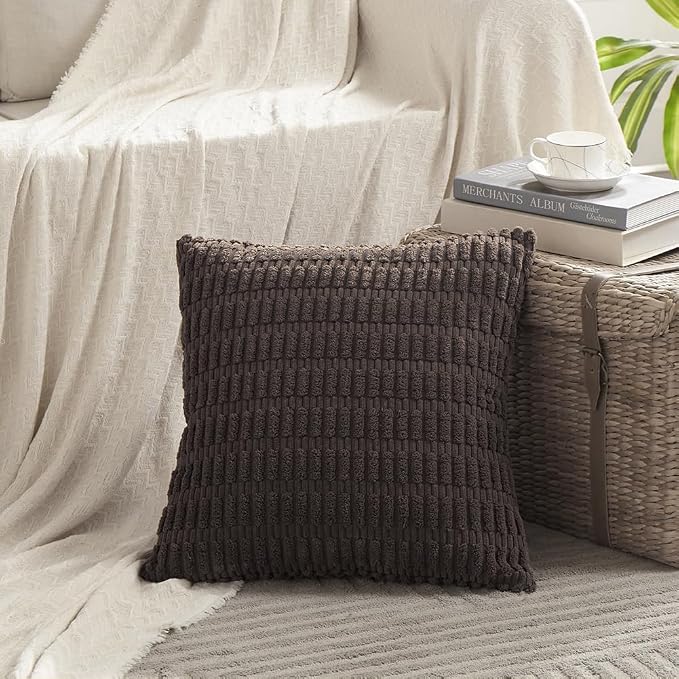 Fancy Homi 4 Packs Decorative Throw Pillow Covers for Living Room Couch Bed, Modern Farmhouse Boho Home Décor Accent Cushion Case, 26" x 26", Dark Brown