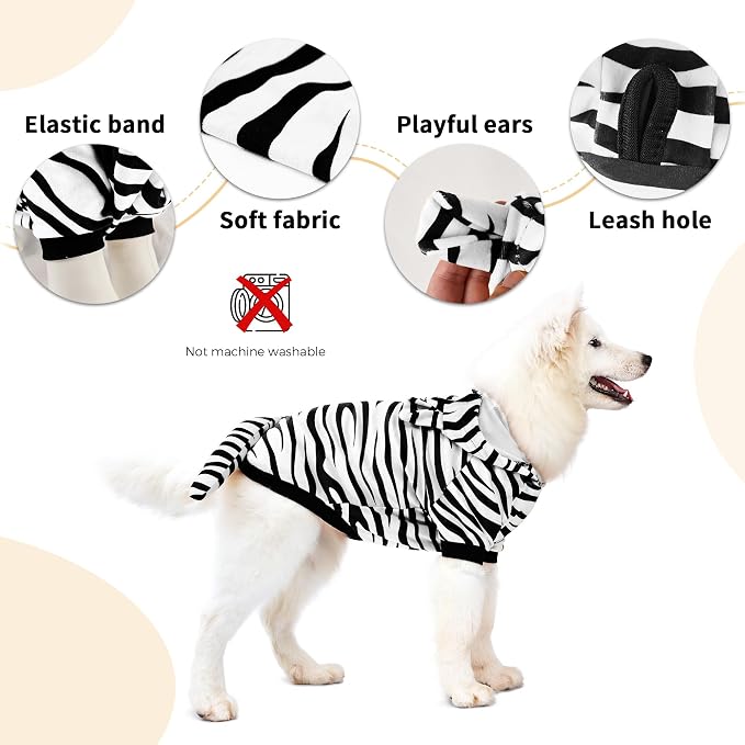 NACOCO Halloween Dog Tiger Costume - Pet White Tiger Cosplay Clothes Coat Hoodie Outfits Cute Warm Winter Apparel for Small and Medium Dogs(White, L)