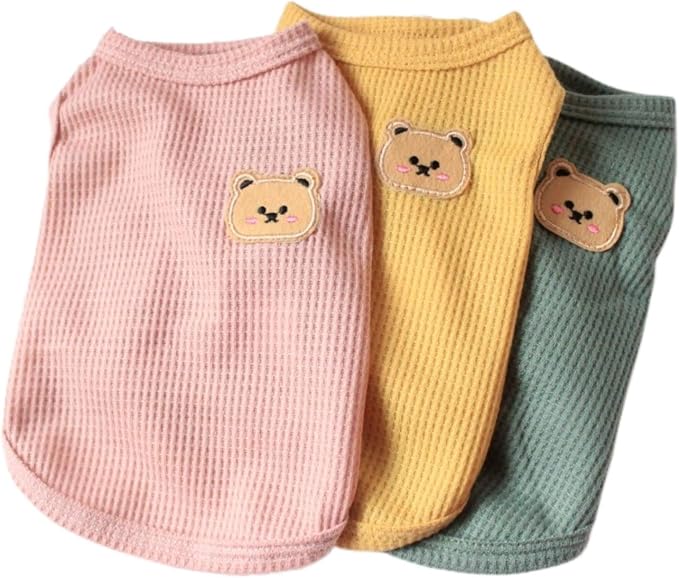 Cotton Dog Shirt Summer Lightweight Pet T-Shirts Soft Breathable Stretchy Cats Dogs Tee Shirt Sleeveless Vest Dog Apparel for Medium Small Dog Clothes 3PCS Yellow&Green&Pink