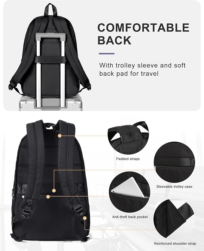Sports Backpack for Men Women Work Commuter Causal Daypack Hiking Gym Workout Backpack with Shoes Compartment Water Reisistant Black