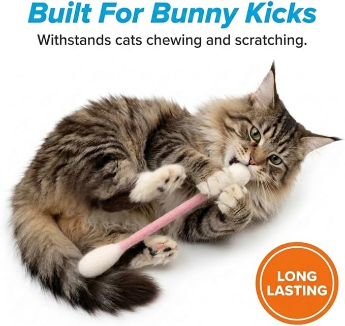 Glaciart One XXL Swabs Cat Toys with Catnip - 2 Pk | Durable for Chew, Cute Cat Toys Interactive Kitty for Boredom, Exercise, & Play | Filled w/Organic Catnip for Anxiety & as Digestive Aid