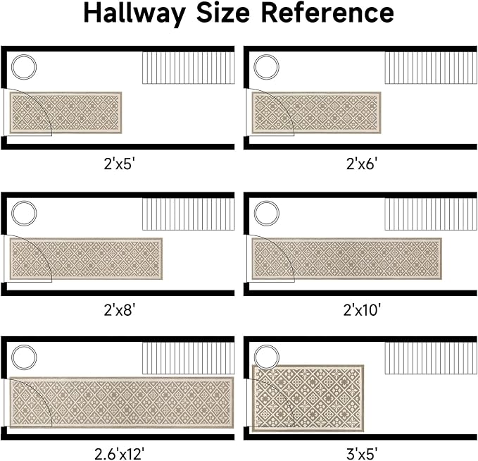 Ileading Hallway Runner Rug 2x10 ft,Washable Indoor Beige Entryway Carpet with Non Slip Rubber Backing,Low Pile Heavy Duty Kitchen Floor Mat for Entrance & High Traffic Areas