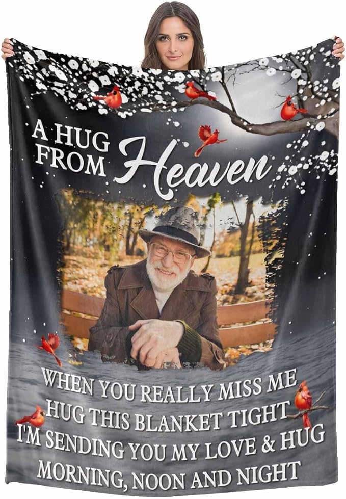 Custom Memorial Blanket with Photo - Sympathy Gift for Loss of Loved One
